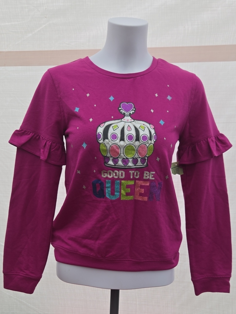 Girls' Magenta Ruffle-Sleeve